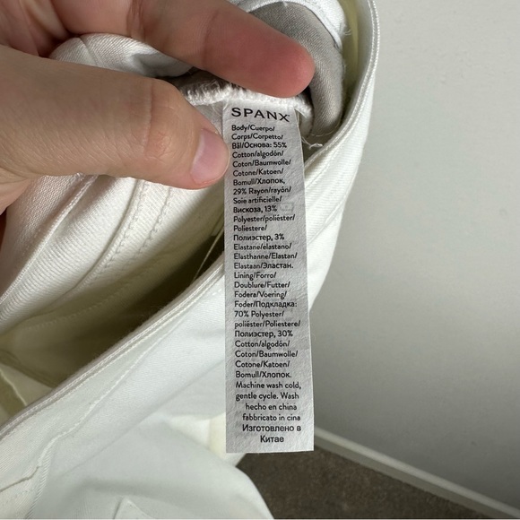 Spanx White Shaping Stretch Twill Cropped Wide Leg Pants Size Large - Picture 6 of 8